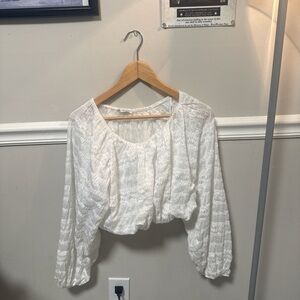 Zara White Textured Women's Blouse